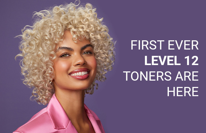 model with blonde curly hair for demi gloss level 12 toners